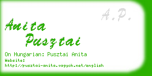 anita pusztai business card